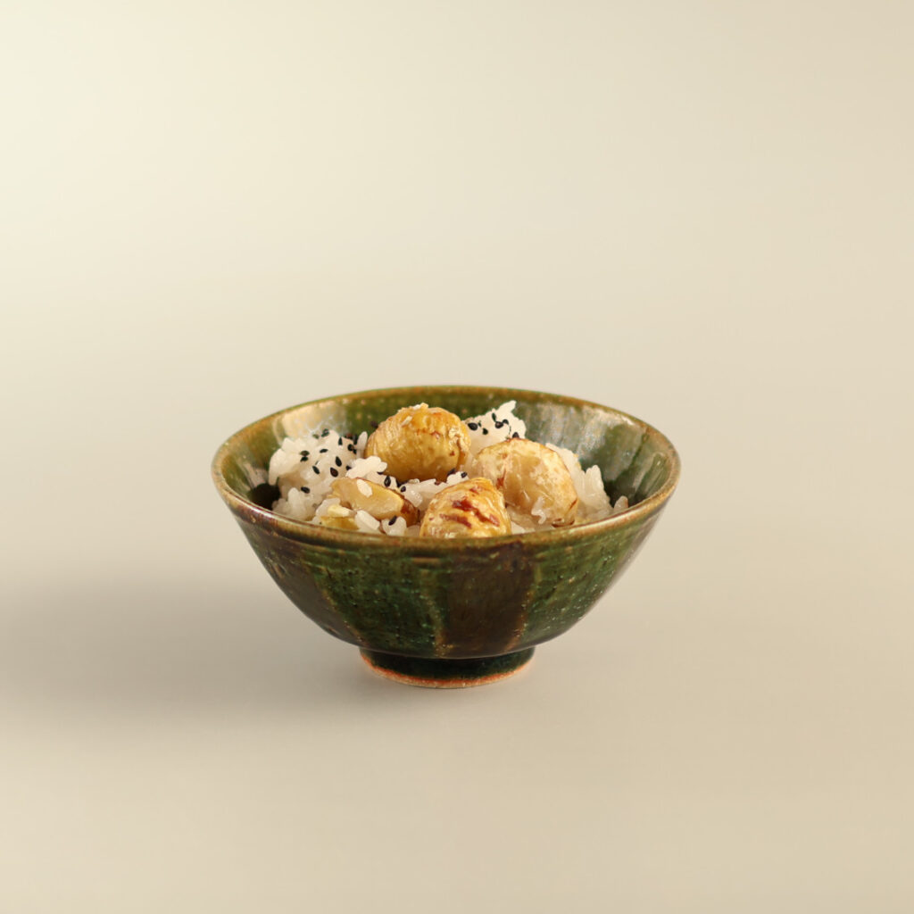 織部ご飯茶碗と栗ごはん
